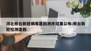 河北邢台新冠病毒基因测序结果公布:邢台新冠检测造假